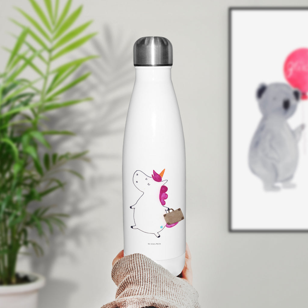 Thermosflasche Einhorn Koffer Isolierflasche, Thermoflasche, Trinkflasche, Thermos, Edelstahl, Einhorn, Einhörner, Einhorn Deko, Pegasus, Unicorn, unicorn, Koffer, Verreisen, Reise, Gepäck, Abenteuer, Erwachsen, Kind, albern, Spaß, lustig, witzig