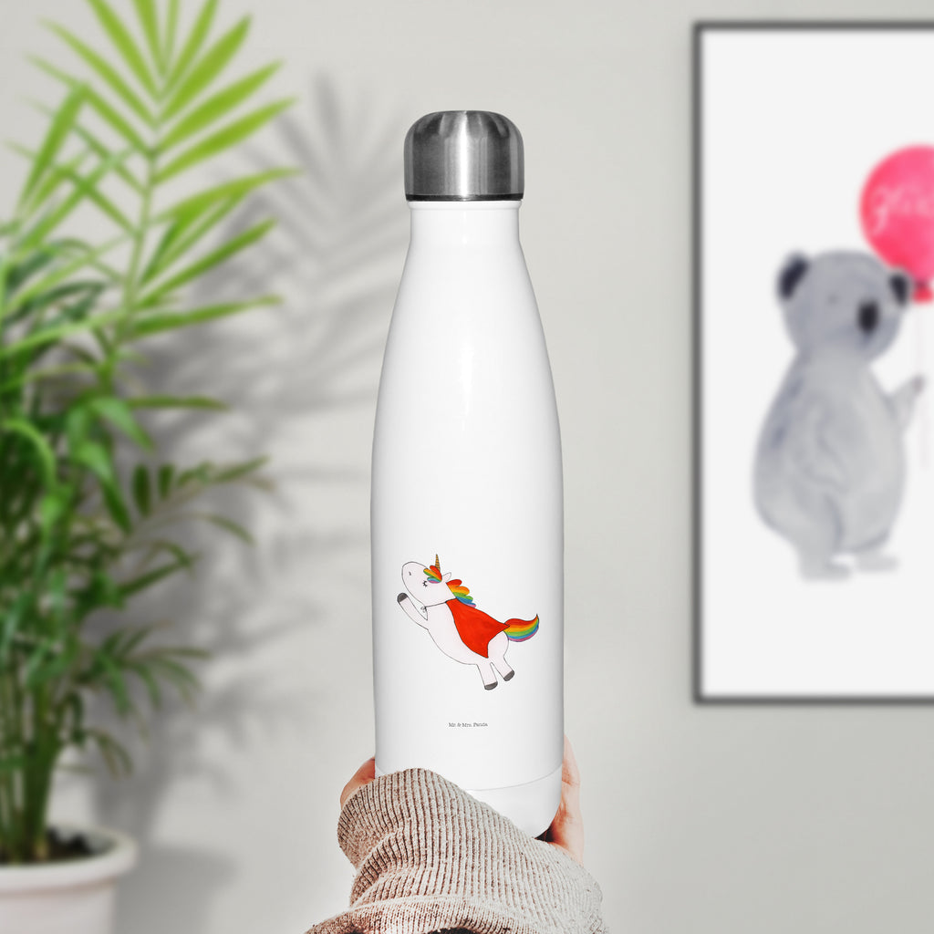 Thermosflasche Einhorn Super Isolierflasche, Thermoflasche, Trinkflasche, Thermos, Edelstahl, Einhorn, Einhörner, Einhorn Deko, Pegasus, Unicorn, Traummann, Superheld, Held, Freundin, Geschenk, Girl, Mädchen
