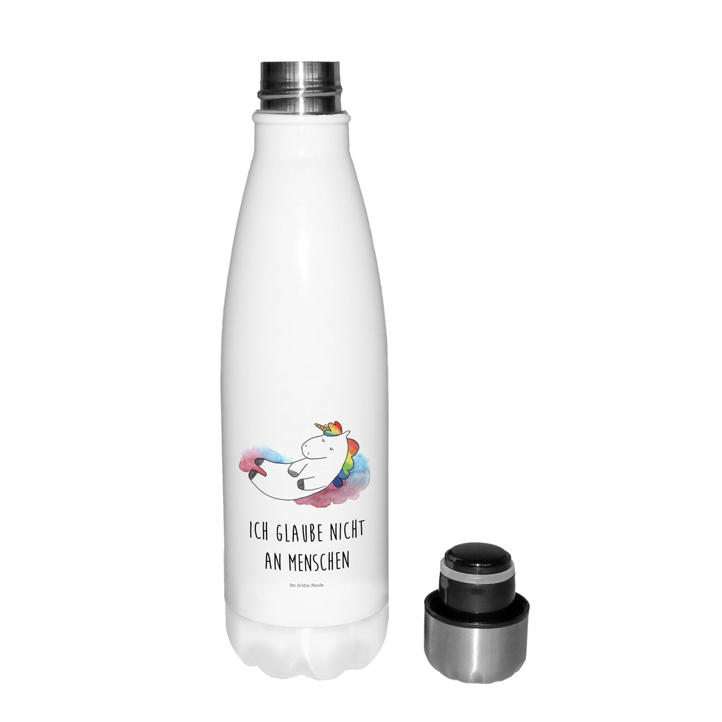 Thermosflasche Einhorn Wolke 7 Isolierflasche, Thermoflasche, Trinkflasche, Thermos, Edelstahl, Einhorn, Einhörner, Einhorn Deko, Pegasus, Unicorn, verliebt, Menschen, witzig, lustig, Geschenk, Glaube, Realität, Lächeln