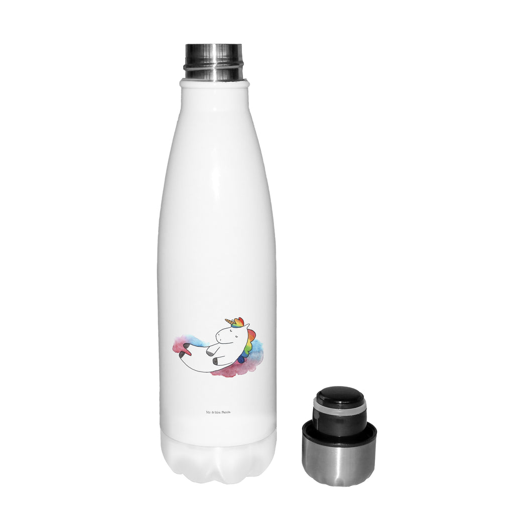 Thermosflasche Einhorn Wolke 7 Isolierflasche, Thermoflasche, Trinkflasche, Thermos, Edelstahl, Einhorn, Einhörner, Einhorn Deko, Pegasus, Unicorn, verliebt, Menschen, witzig, lustig, Geschenk, Glaube, Realität, Lächeln