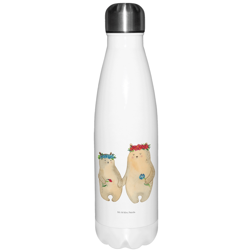 Thermosflasche Bären mit Blumenkranz Isolierflasche, Thermoflasche, Trinkflasche, Thermos, Edelstahl, Familie, Vatertag, Muttertag, Bruder, Schwester, Mama, Papa, Oma, Opa, Bär, Bären, Mutter, Mutti, Mami, Lieblingsmensch, Lieblingsmama, beste Mutter, weltbeste Mama, Geschenk Mama. Muttertag, Tochter, Kind, Kinder, Töchter, Family, Vorbild