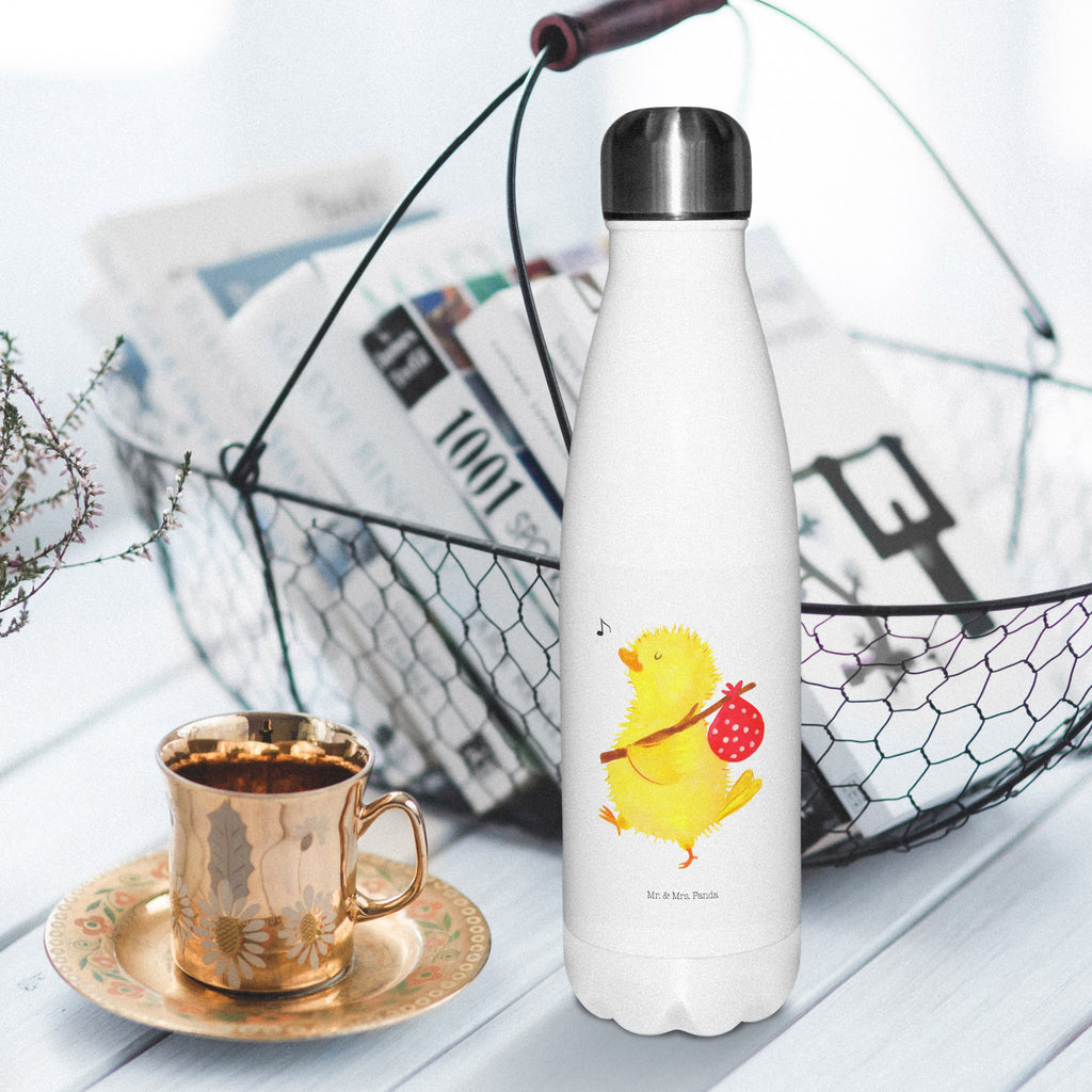 Thermosflasche Küken Wanderer Isolierflasche, Thermoflasche, Trinkflasche, Thermos, Edelstahl, Ostern, Osterhase, Ostergeschenke, Osternest, Osterdeko, Geschenk zu Ostern, Küken, Osterei, Ostereier, Ei, Frühlingsgefühle, Freude, Grüße, liebe Grüße, Frohe Ostern, Ostergrüße, Flausen, Wunder, Reisen, Weltenbummler, Zeit, Zeitmanagement, Backpacker