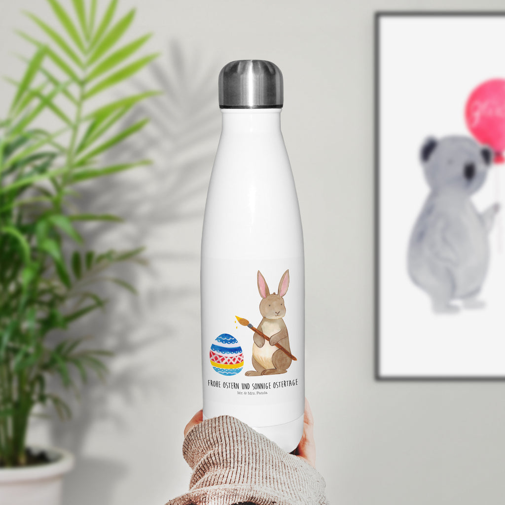 Thermosflasche Hase Eiermalen Isolierflasche, Thermoflasche, Trinkflasche, Thermos, Edelstahl, Ostern, Osterhase, Ostergeschenke, Osternest, Osterdeko, Geschenk zu Ostern, Frohe Ostern, Ostergrüße, Osterblume, Osterei, bemalte Ostereier, Hase, Kaninchen, Eiermalen