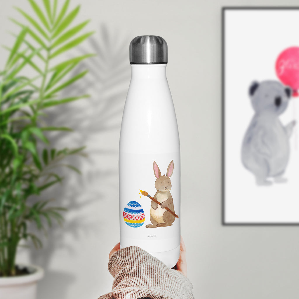 Thermosflasche Hase Eiermalen Isolierflasche, Thermoflasche, Trinkflasche, Thermos, Edelstahl, Ostern, Osterhase, Ostergeschenke, Osternest, Osterdeko, Geschenk zu Ostern, Frohe Ostern, Ostergrüße, Osterblume, Osterei, bemalte Ostereier, Hase, Kaninchen, Eiermalen