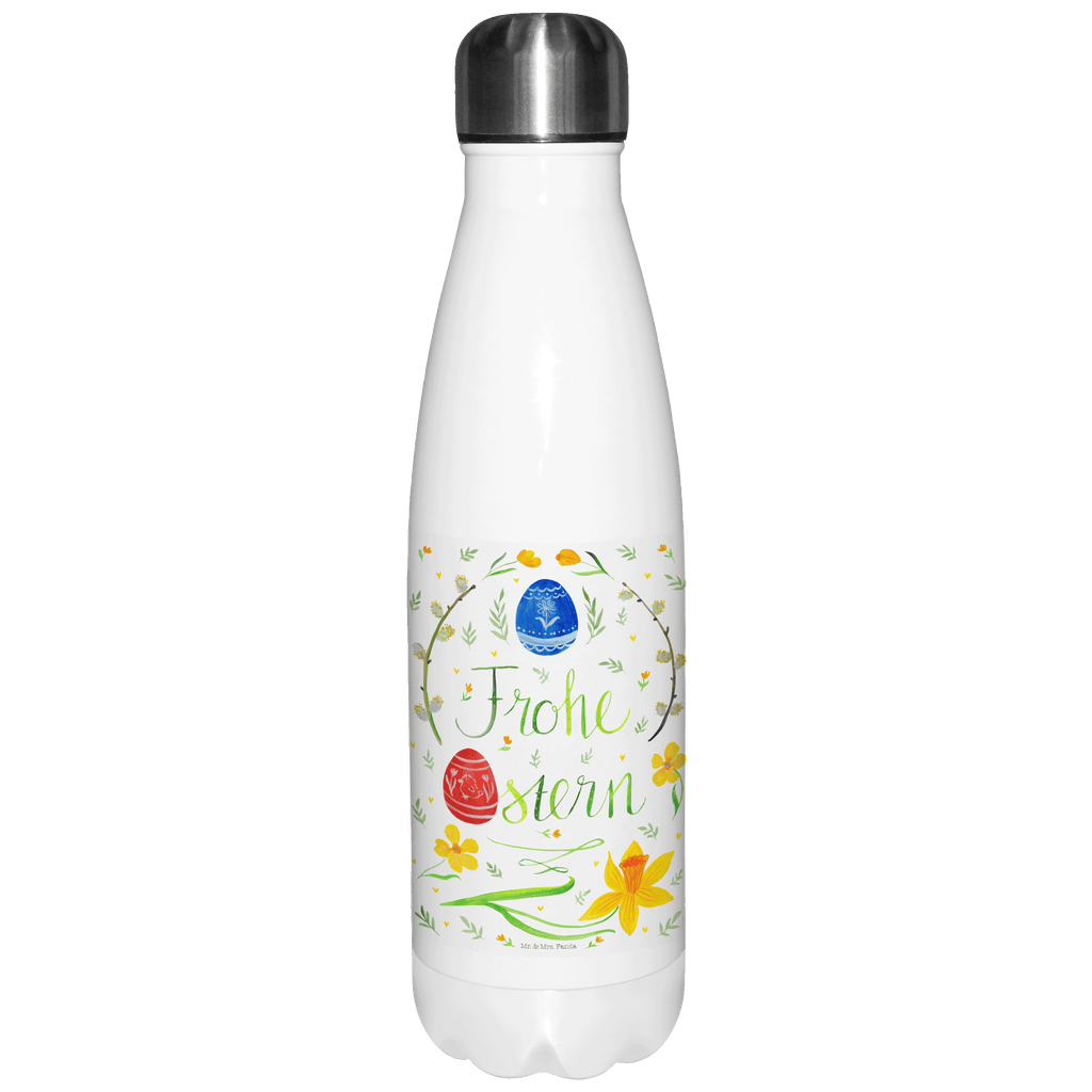 Thermosflasche Frohe Ostern Isolierflasche, Thermoflasche, Trinkflasche, Thermos, Edelstahl, Ostern, Osterhase, Ostergeschenke, Osternest, Osterdeko, Geschenk zu Ostern, Frohe Ostern, Ostergrüße, Osterblume, Osterei, bemalte Ostereier, Weidenkätzchen. Lettering