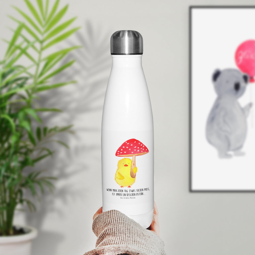 Thermosflasche Küken Fliegenpilz Isolierflasche, Thermoflasche, Trinkflasche, Thermos, Edelstahl, Ostern, Osterhase, Ostergeschenke, Osternest, Osterdeko, Geschenk zu Ostern, Küken, Fliegenpilz, Glückspilz, Frohe Ostern, Ostergrüße