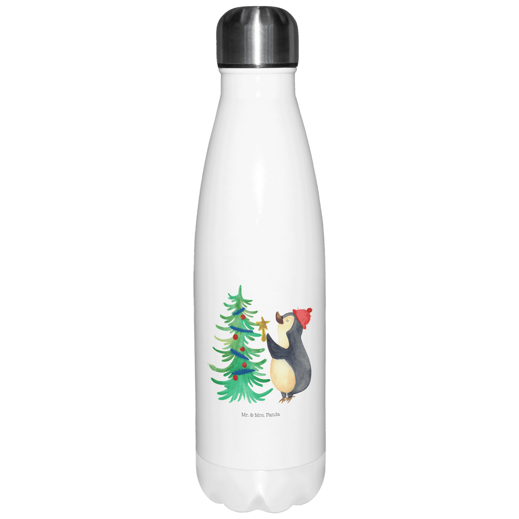 Thermosflasche Pinguin Weihnachtsbaum Isolierflasche, Thermoflasche, Trinkflasche, Thermos, Edelstahl, Winter, Weihnachten, Weihnachtsdeko, Nikolaus, Advent, Heiligabend, Wintermotiv, Pinguin