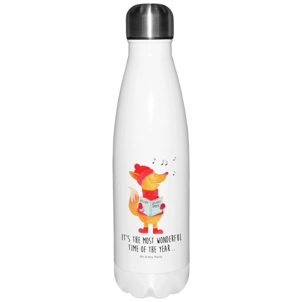 Thermosflasche Fuchs Sänger Isolierflasche, Thermoflasche, Trinkflasche, Thermos, Edelstahl, Winter, Weihnachten, Weihnachtsdeko, Nikolaus, Advent, Heiligabend, Wintermotiv, Fuchs, Füchse, Sänger, Geschenk Sänger, Singen, Weihnachtslieder