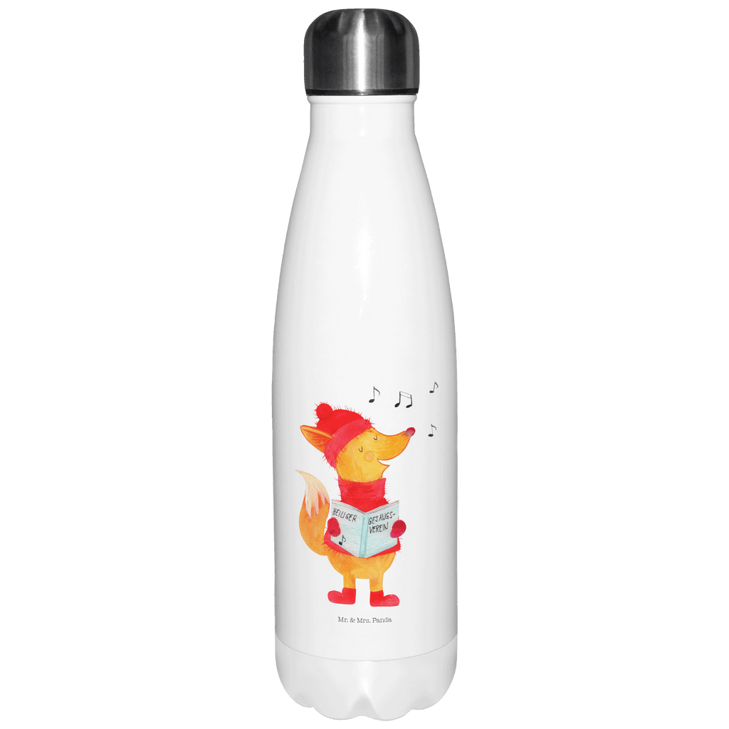 Thermosflasche Fuchs Sänger Isolierflasche, Thermoflasche, Trinkflasche, Thermos, Edelstahl, Winter, Weihnachten, Weihnachtsdeko, Nikolaus, Advent, Heiligabend, Wintermotiv, Fuchs, Füchse, Sänger, Geschenk Sänger, Singen, Weihnachtslieder