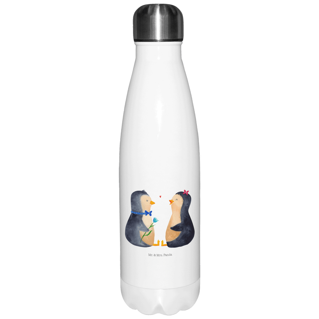 Thermosflasche Pinguin Pärchen Isolierflasche, Thermoflasche, Trinkflasche, Thermos, Edelstahl, Pinguin, Pinguine, Liebe, Liebespaar, Liebesbeweis, Liebesgeschenk, Verlobung, Jahrestag, Hochzeitstag, Hochzeit, Hochzeitsgeschenk, große Liebe, Traumpaar
