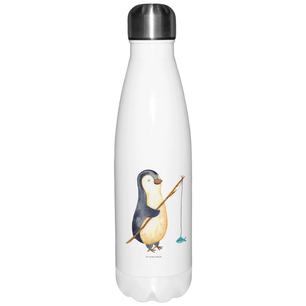 Thermosflasche Pinguin Angler Isolierflasche, Thermoflasche, Trinkflasche, Thermos, Edelstahl, Pinguin, Pinguine, Angeln, Angler, Tagträume, Hobby, Plan, Planer, Tagesplan, Neustart, Motivation, Geschenk, Freundinnen, Geschenkidee, Urlaub, Wochenende