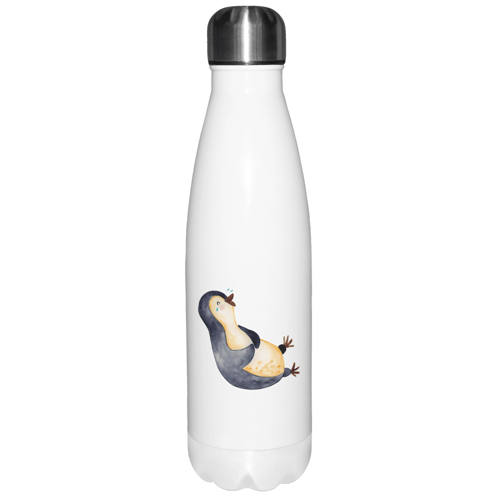 Thermosflasche Pinguin lachend Isolierflasche, Thermoflasche, Trinkflasche, Thermos, Edelstahl, Pinguin, Pinguine, lustiger Spruch, Optimismus, Fröhlich, Lachen, Humor, Fröhlichkeit