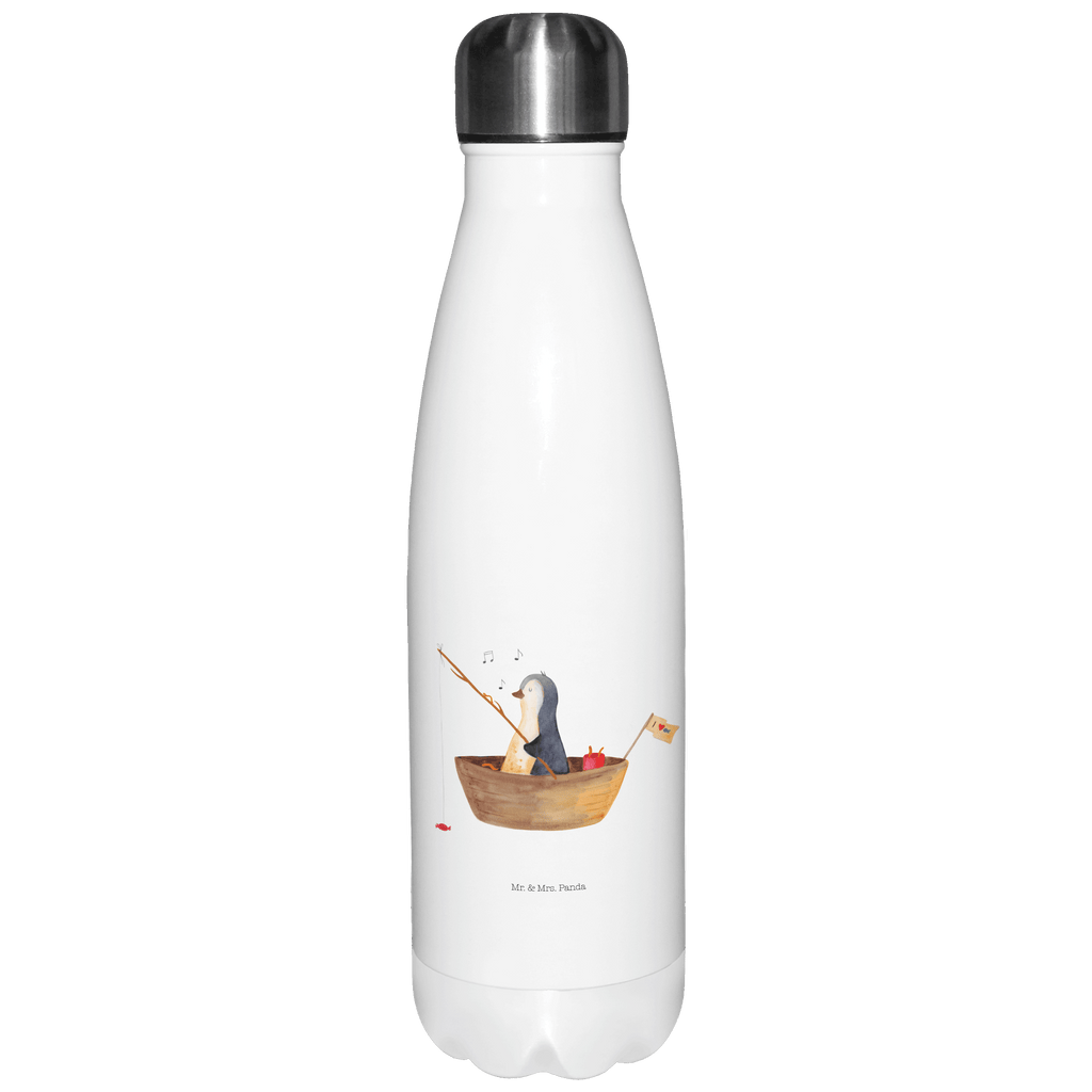 Thermosflasche Pinguin Angelboot Isolierflasche, Thermoflasche, Trinkflasche, Thermos, Edelstahl, Pinguin, Pinguine, Angeln, Boot, Angelboot, Lebenslust, Leben, genießen, Motivation, Neustart, Neuanfang, Trennung, Scheidung, Geschenkidee Liebeskummer