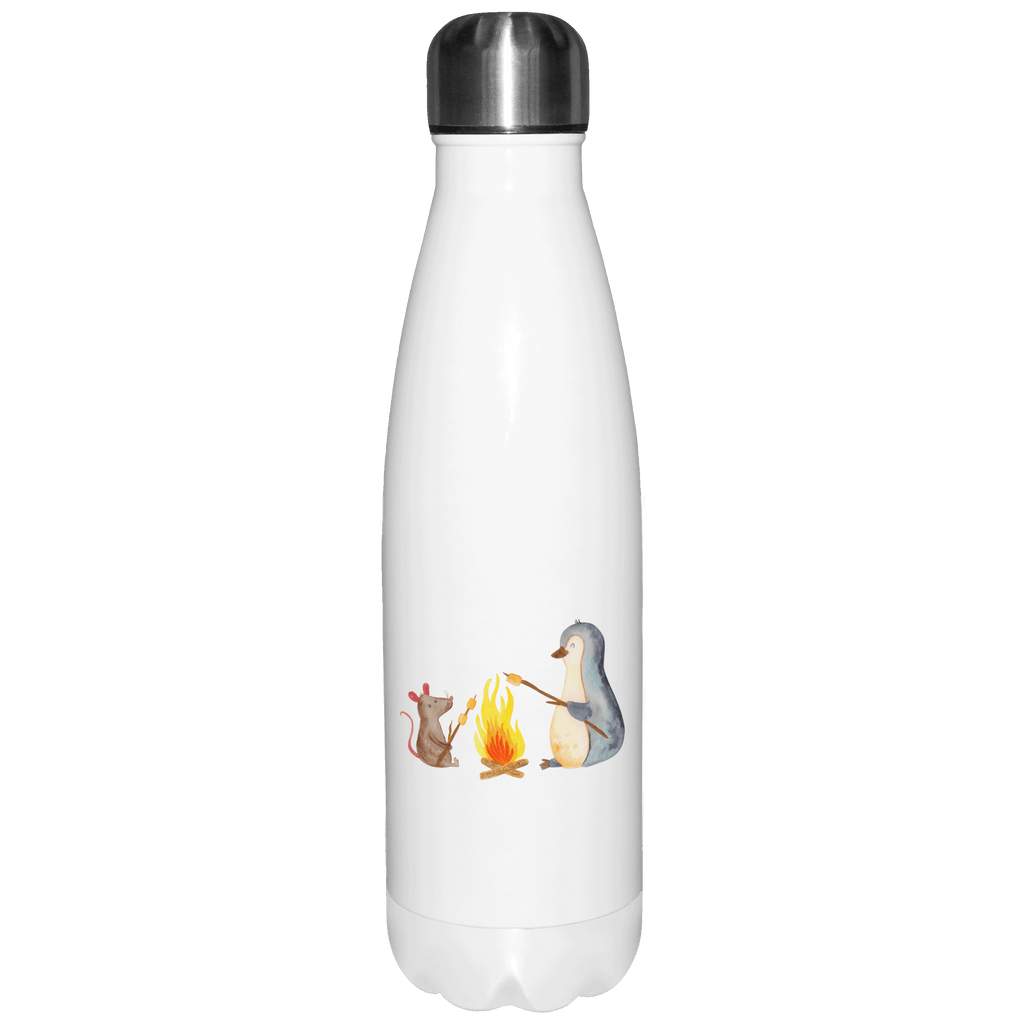 Thermosflasche Pinguin Lagerfeuer Isolierflasche, Thermoflasche, Trinkflasche, Thermos, Edelstahl, Pinguin, Maus, Pinguine, Lagerfeuer, Leben, Arbeit, Job, Motivation, Büro, Büroalltag, Lebensspruch, Lebensmotivation, Neustart, Liebe, grillen, Feuer, Marshmallows