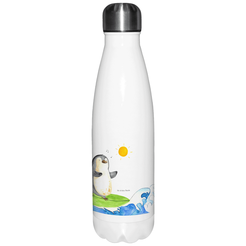 Thermosflasche Pinguin Surfer Isolierflasche, Thermoflasche, Trinkflasche, Thermos, Edelstahl, Pinguin, Pinguine, surfen, Surfer, Hawaii, Urlaub, Wellen, Wellen reiten, Portugal