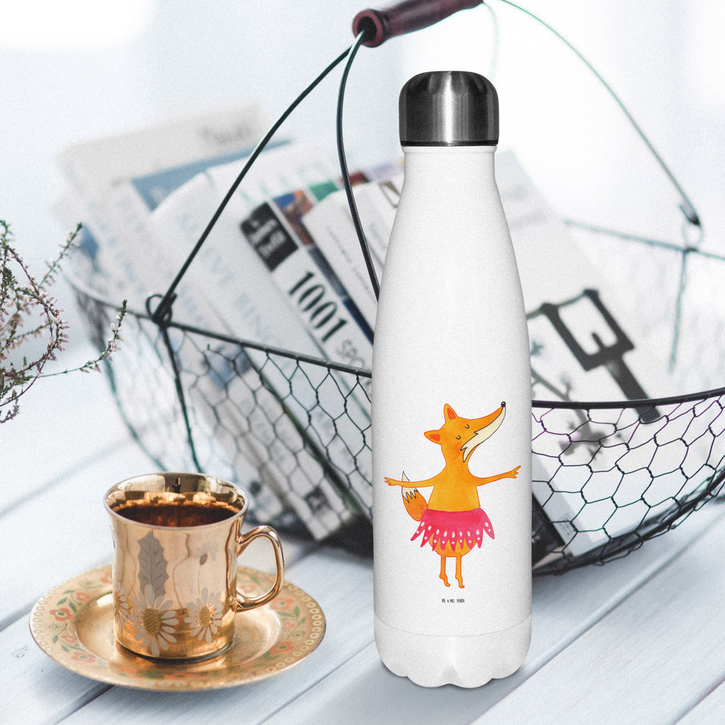 Thermosflasche Fuchs Ballerina Isolierflasche, Thermoflasche, Trinkflasche, Thermos, Edelstahl, Fuchs, Fuchs Spruch, Füchse, Füchsin, Ballerina, Ballett, Tänzerin, Tanzen, Party, Einladung, Geburtstag
