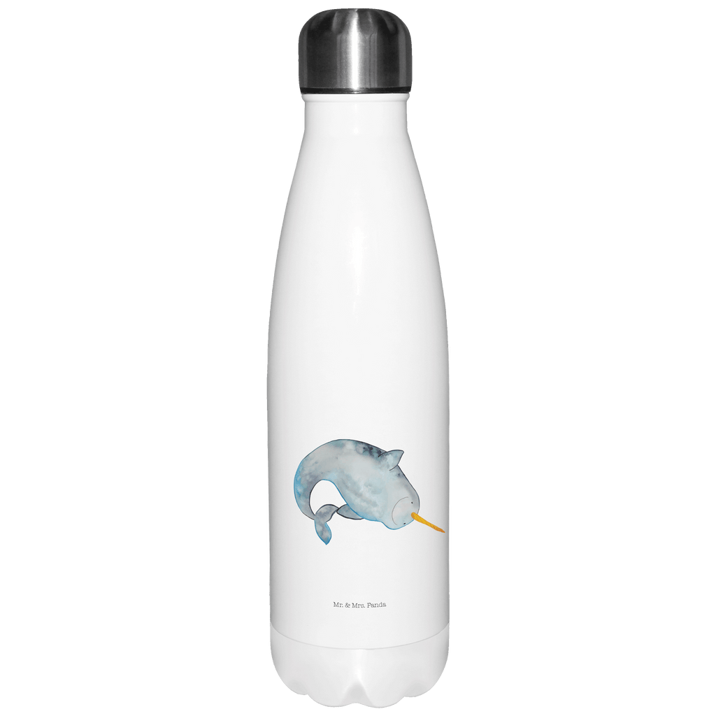 Thermosflasche Narwal Isolierflasche, Thermoflasche, Trinkflasche, Thermos, Edelstahl, Meerestiere, Meer, Urlaub, Narwal, Wal, Putzen, Hausfrau, Junggesellin, aufräumen, Kinderzimmer