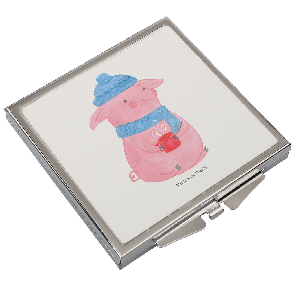 Handtaschenspiegel quadratisch Glühschwein Spiegel, Handtasche, Quadrat, silber, schminken, Schminkspiegel, Winter, Weihnachten, Weihnachtsdeko, Nikolaus, Advent, Heiligabend, Wintermotiv, Glühschwein, Glühwein, Weihnachtsmarkt, Punsch