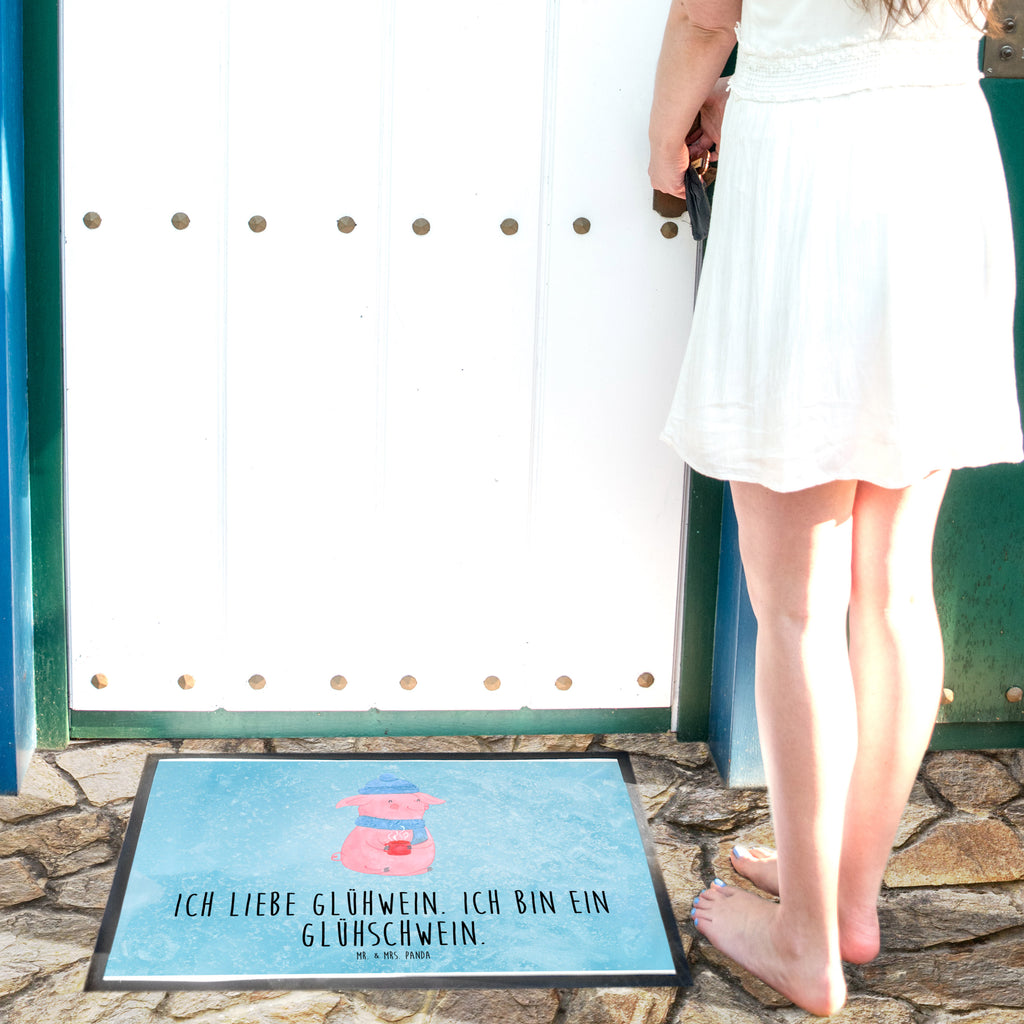 Fußmatte Glühschwein Glühschwein, Glühwein, Weihnachtsmarkt, Punsch Türvorleger, Schmutzmatte, Fußabtreter, Matte, Schmutzfänger, Fußabstreifer, Schmutzfangmatte, Türmatte, Motivfußmatte,  Haustürmatte, Vorleger  Winter, Weihnachten, Weihnachtsdeko, Nikolaus, Advent, Heiligabend, Wintermotiv
