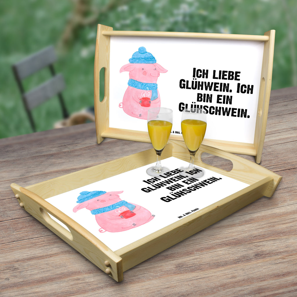 Serviertablett Glühschwein Tablett, Holztablett, Küchentablett, Dekotablett, Frühstückstablett, Winter, Weihnachten, Weihnachtsdeko, Nikolaus, Advent, Heiligabend, Wintermotiv, Glühschwein, Glühwein, Weihnachtsmarkt, Punsch