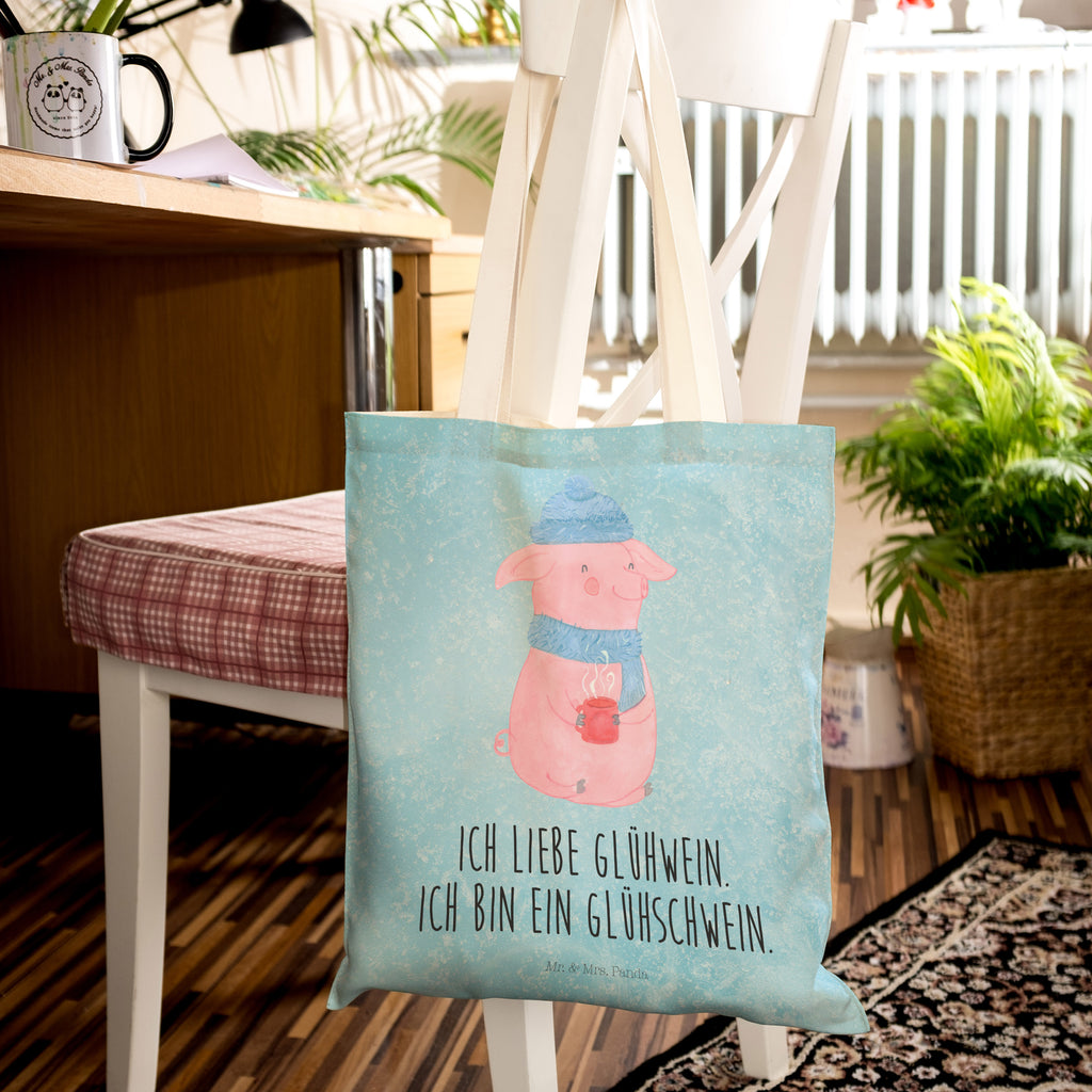 Einkaufstasche Glühschwein Tragetasche, Tasche, Beutel, Stofftasche, Baumwolltasche, Umhängetasche, Shopper, Winter, Weihnachten, Weihnachtsdeko, Nikolaus, Advent, Heiligabend, Wintermotiv, Glühschwein, Glühwein, Weihnachtsmarkt, Punsch