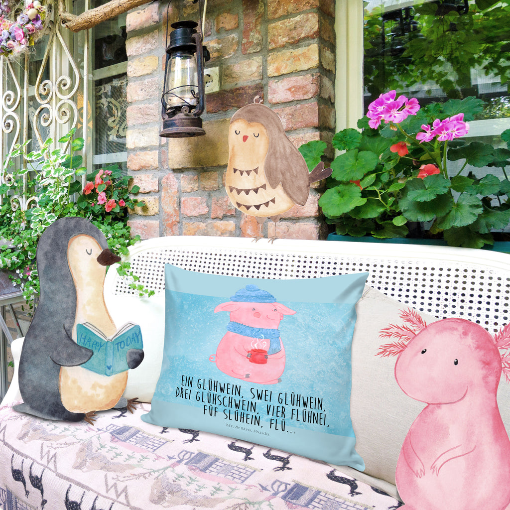 40x40 Kissen Lallelndes Glühschwein Kissenhülle, Kopfkissen, Sofakissen, Dekokissen, Motivkissen, Winter, Weihnachten, Weihnachtsdeko, Nikolaus, Advent, Heiligabend, Wintermotiv, Glühwein, Betrunken, Weihnachtsmarkt, Spruch