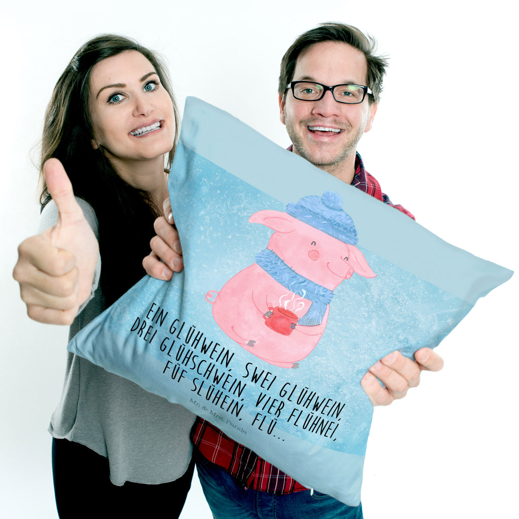 40x40 Kissen Lallelndes Glühschwein Kissenhülle, Kopfkissen, Sofakissen, Dekokissen, Motivkissen, Winter, Weihnachten, Weihnachtsdeko, Nikolaus, Advent, Heiligabend, Wintermotiv, Glühwein, Betrunken, Weihnachtsmarkt, Spruch