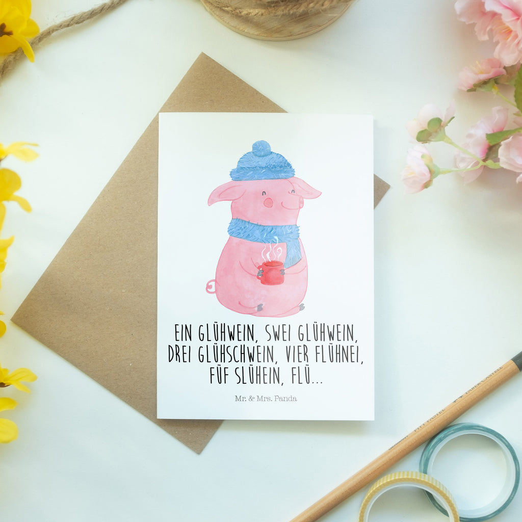 Grußkarte Lallelndes Glühschwein Klappkarte, Einladungskarte, Glückwunschkarte, Hochzeitskarte, Geburtstagskarte, Karte, Winter, Weihnachten, Weihnachtsdeko, Nikolaus, Advent, Heiligabend, Wintermotiv, Glühwein, Betrunken, Weihnachtsmarkt, Spruch