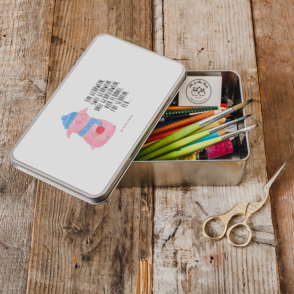 Metalldose rechteckig Lallelndes Glühschwein Blechdose, Metalldose, Blechbox, Container, Keksdose, Vorratsdose, Vorratsbox, Döschen, Versperbox, Vesperdose, Aufbewahrungsdose, Aufbewahrungsbox, Aluminiumdose, Dose, Winter, Weihnachten, Weihnachtsdeko, Nikolaus, Advent, Heiligabend, Wintermotiv, Glühwein, Betrunken, Weihnachtsmarkt, Spruch