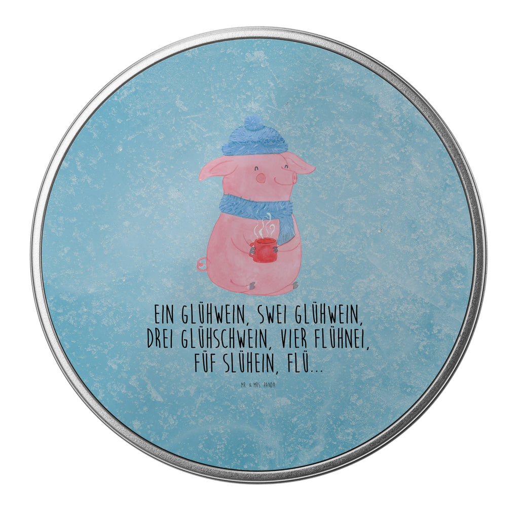 Blechdose rund Lallelndes Glühschwein Metalldose, Keksdose, Dose, Vorratsdose, Geschenkbox, Winter, Weihnachten, Weihnachtsdeko, Nikolaus, Advent, Heiligabend, Wintermotiv, Glühwein, Betrunken, Weihnachtsmarkt, Spruch
