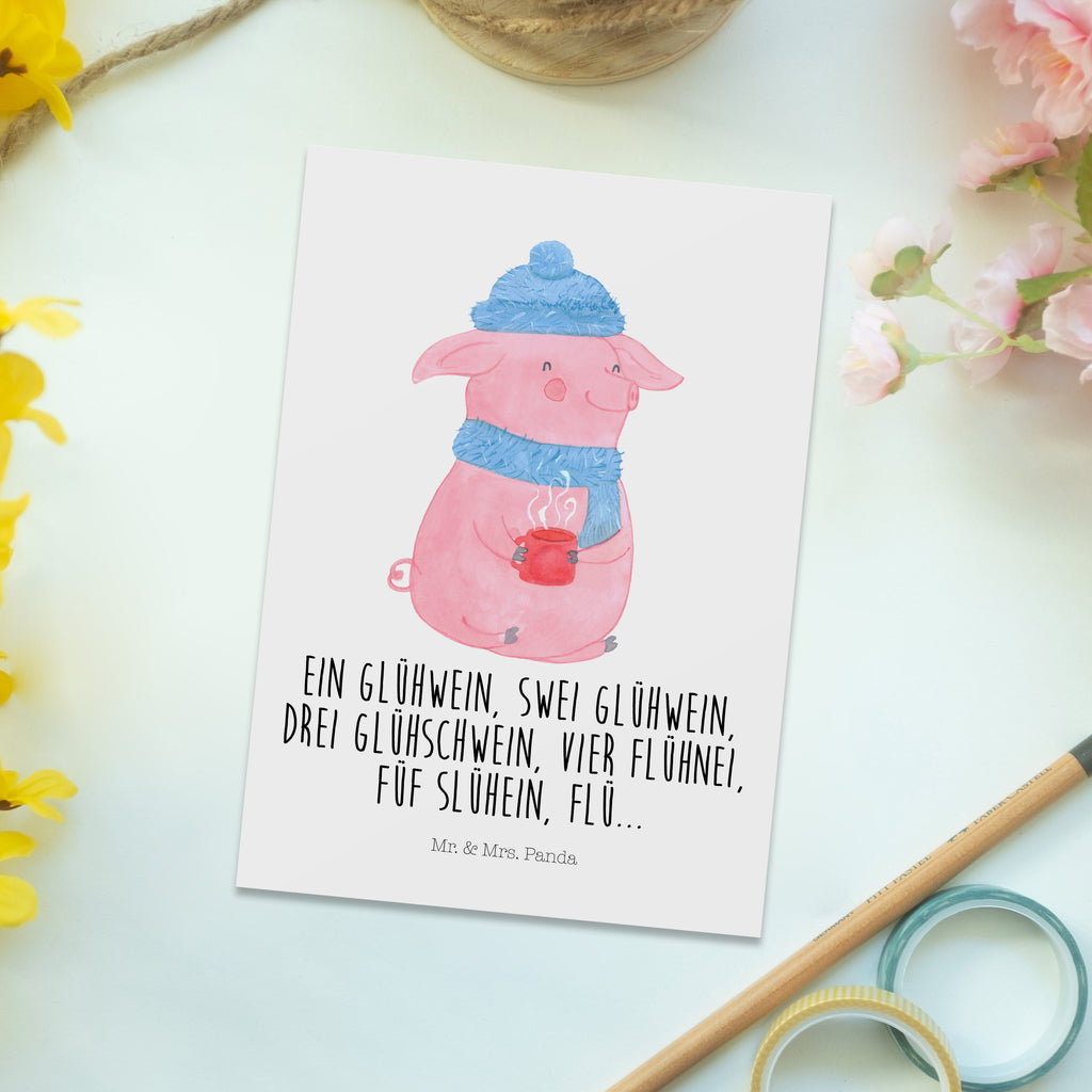 Postkarte Lallelndes Glühschwein Geschenkkarte, Grußkarte, Karte, Einladung, Ansichtskarte, Geburtstagskarte, Einladungskarte, Dankeskarte, Winter, Weihnachten, Weihnachtsdeko, Nikolaus, Advent, Heiligabend, Wintermotiv, Glühwein, Betrunken, Weihnachtsmarkt, Spruch