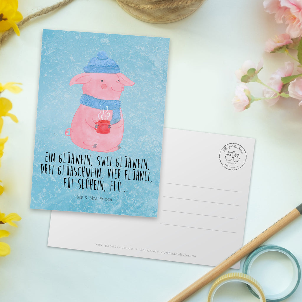 Postkarte Lallelndes Glühschwein Geschenkkarte, Grußkarte, Karte, Einladung, Ansichtskarte, Geburtstagskarte, Einladungskarte, Dankeskarte, Winter, Weihnachten, Weihnachtsdeko, Nikolaus, Advent, Heiligabend, Wintermotiv, Glühwein, Betrunken, Weihnachtsmarkt, Spruch