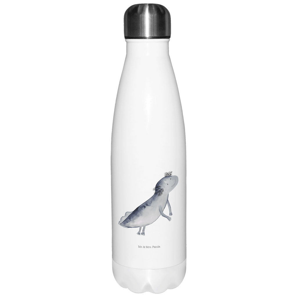 Thermosflasche Axolotl schwimmt Isolierflasche, Thermoflasche, Trinkflasche, Thermos, Edelstahl, Axolotl, Molch, Axolot, Schwanzlurch, Lurch, Lurche, Problem, Probleme, Lösungen, Motivation