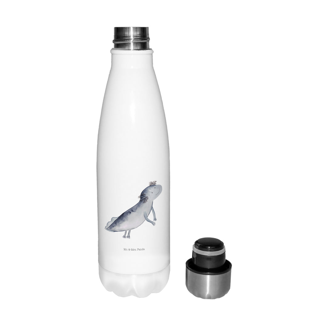 Thermosflasche Axolotl schwimmt Isolierflasche, Thermoflasche, Trinkflasche, Thermos, Edelstahl, Axolotl, Molch, Axolot, Schwanzlurch, Lurch, Lurche, Problem, Probleme, Lösungen, Motivation