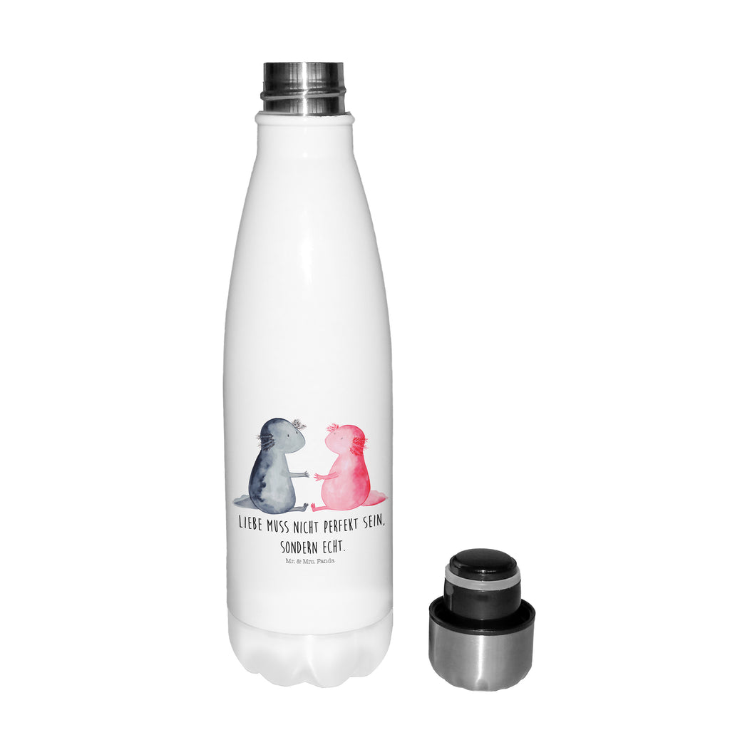 Thermosflasche Axolotl Liebe Isolierflasche, Thermoflasche, Trinkflasche, Thermos, Edelstahl, Axolotl, Molch, Axolot, Schwanzlurch, Lurch, Lurche, Liebe, große Liebe, Liebesbeweis, Freund, Verlobter, Ehemann, Jahrestag, Valentinstag