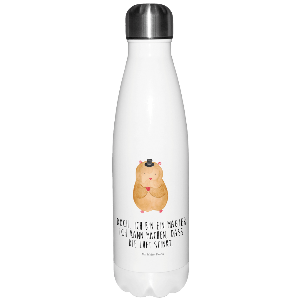 Thermosflasche Hamster mit Hut Isolierflasche, Thermoflasche, Trinkflasche, Thermos, Edelstahl, Tiermotive, Gute Laune, lustige Sprüche, Tiere, Hamster, Hut, Magier, Zylinder, Zwerghamster, Zauberer, Houdini