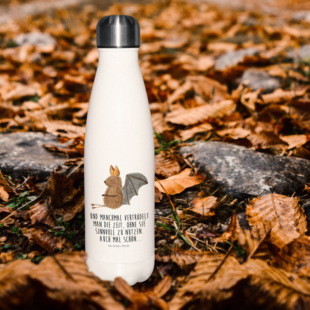 Thermosflasche Fledermaus sitzend Isolierflasche, Thermoflasche, Trinkflasche, Thermos, Edelstahl, Tiermotive, Gute Laune, lustige Sprüche, Tiere, Fledermaus, Fledermäuse, Motivation, entspannen