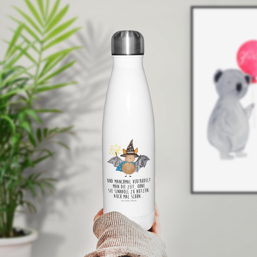 Thermosflasche Fledermaus Zauberer Isolierflasche, Thermoflasche, Trinkflasche, Thermos, Edelstahl, Tiermotive, Gute Laune, lustige Sprüche, Tiere, Fledermaus, Fledermäuse, Zauberer, Magier, Frauen, reinsteigern