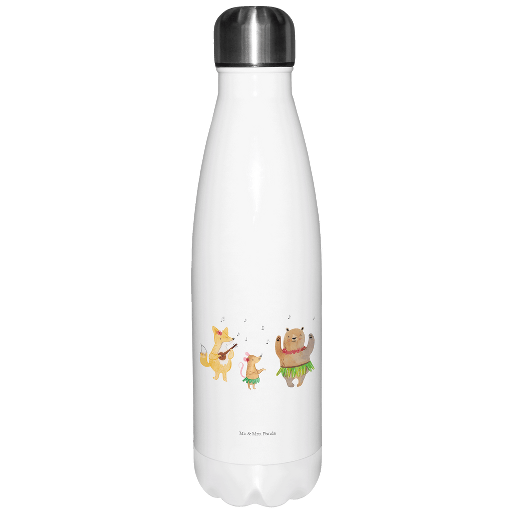 Thermosflasche Waldtiere Aloha Isolierflasche, Thermoflasche, Trinkflasche, Thermos, Edelstahl, Tiermotive, Gute Laune, lustige Sprüche, Tiere, Wald, Waldtiere, Musik, Aloha, Bär, Hase, Igel, Tanzen, Leben, Lachen