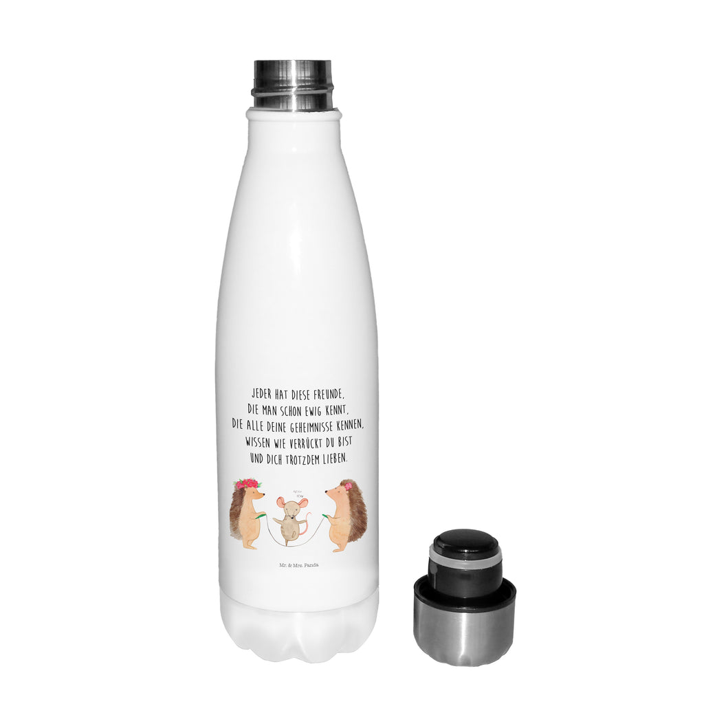 Thermosflasche Igel Seilhüpfen Isolierflasche, Thermoflasche, Trinkflasche, Thermos, Edelstahl, Tiermotive, Gute Laune, lustige Sprüche, Tiere, Igel, Maus, Seilspringen, Seilhüpfen, Kinder, Kindergarten