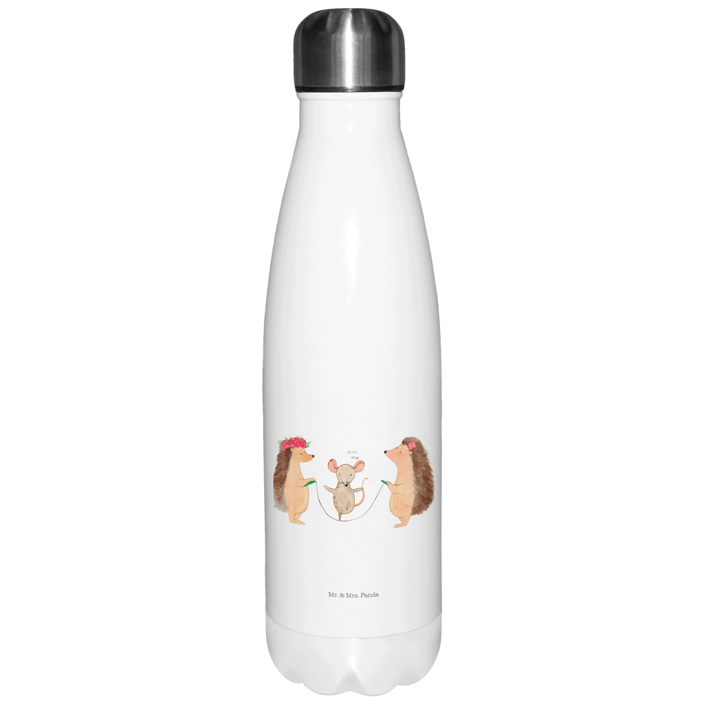 Thermosflasche Igel Seilhüpfen Isolierflasche, Thermoflasche, Trinkflasche, Thermos, Edelstahl, Tiermotive, Gute Laune, lustige Sprüche, Tiere, Igel, Maus, Seilspringen, Seilhüpfen, Kinder, Kindergarten