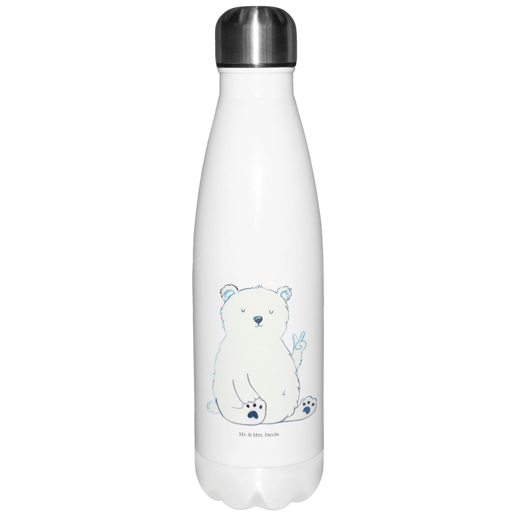 Thermosflasche Eisbär Faul Isolierflasche, Thermoflasche, Trinkflasche, Thermos, Edelstahl, Bär, Teddy, Teddybär, Eisbär, Nordpol, Faul, Entspannen, Relaxen, Büro, Arbeit, Bürojob, Arbeitsplatz, Homeoffice