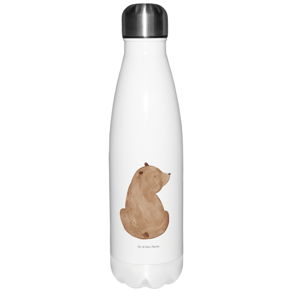 Thermosflasche Bär Schulterblick Isolierflasche, Thermoflasche, Trinkflasche, Thermos, Edelstahl, Bär, Teddy, Teddybär, Selbstachtung, Weltansicht, Motivation, Bären, Bärenliebe, Weisheit