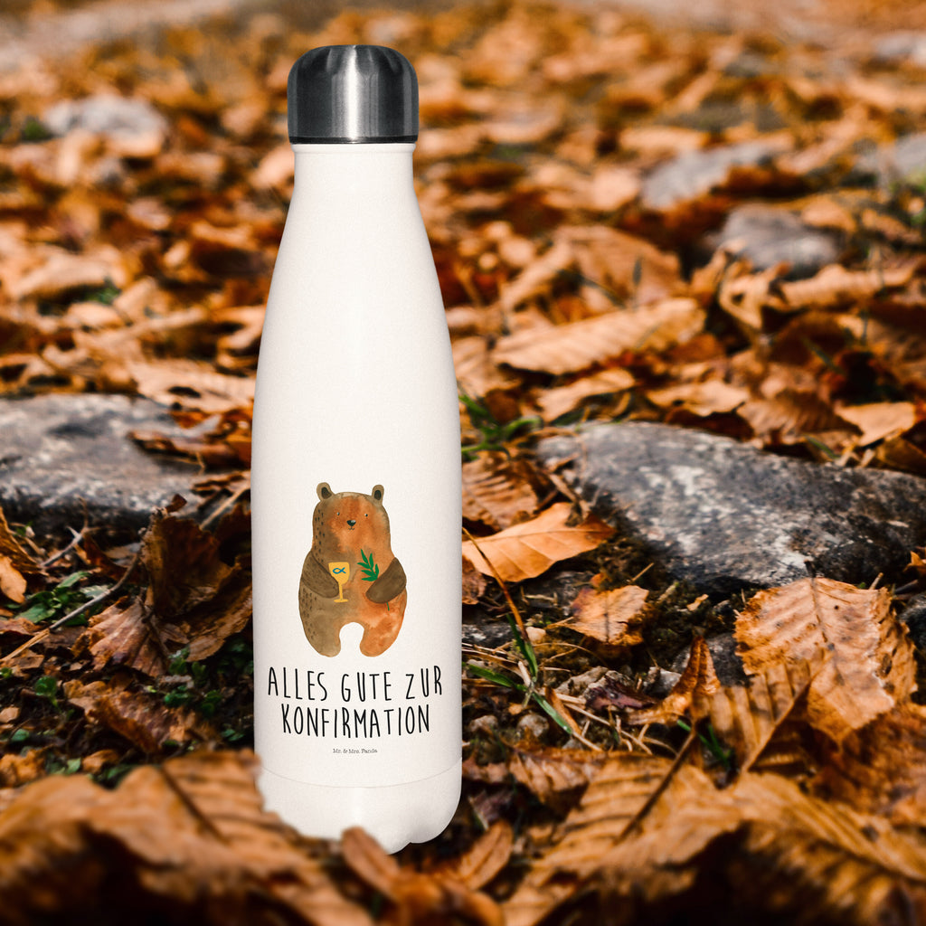 Thermosflasche Konfirmation-Bär Isolierflasche, Thermoflasche, Trinkflasche, Thermos, Edelstahl, Bär, Teddy, Teddybär, Konfirmation, Kirche, evangelisch, Gottesdienst