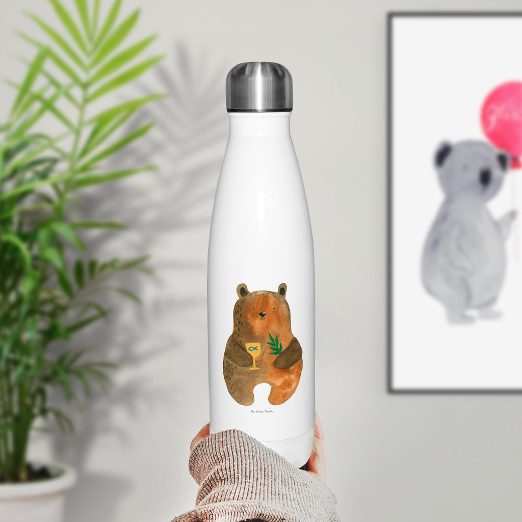 Thermosflasche Konfirmation-Bär Isolierflasche, Thermoflasche, Trinkflasche, Thermos, Edelstahl, Bär, Teddy, Teddybär, Konfirmation, Kirche, evangelisch, Gottesdienst