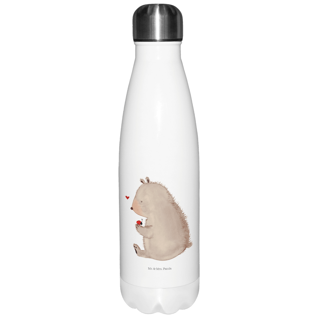Thermosflasche Bär mit Marienkäfer Isolierflasche, Thermoflasche, Trinkflasche, Thermos, Edelstahl, Bär, Teddy, Teddybär, Marienkäfer, Liebe, Freiheit, Motivation, Das Leben ist schön