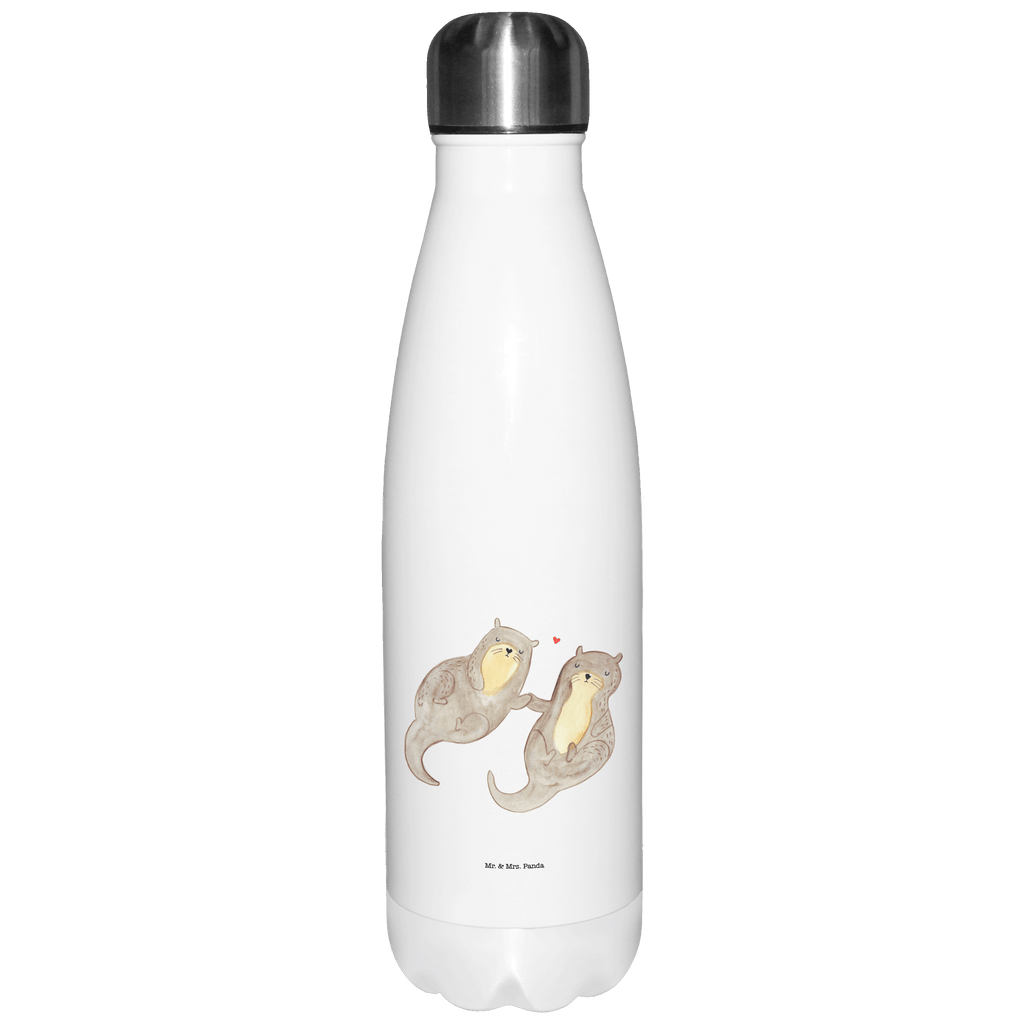 Thermosflasche Otter händchenhaltend Isolierflasche, Thermoflasche, Trinkflasche, Thermos, Edelstahl, Otter, Fischotter, Seeotter, Otter Seeotter See Otter
