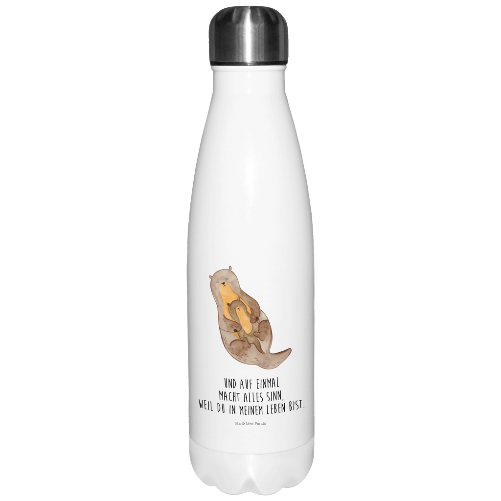 Thermosflasche Otter mit Kind Isolierflasche, Thermoflasche, Trinkflasche, Thermos, Edelstahl, Otter, Fischotter, Seeotter, Otter Seeotter See Otter