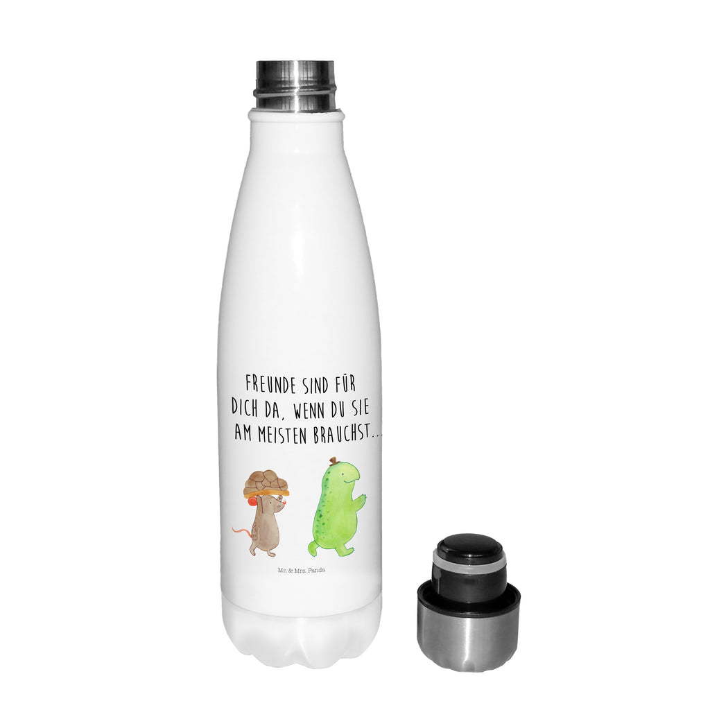 Thermosflasche Schildkröte & Maus Isolierflasche, Thermoflasche, Trinkflasche, Thermos, Edelstahl, Schildkröte, Maus, Freunde, Freundinnen, beste Freunde, beste Freundinnen