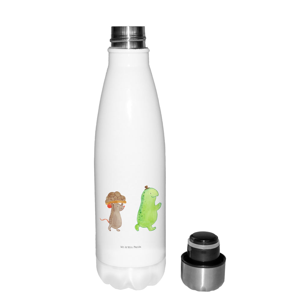 Thermosflasche Schildkröte & Maus Isolierflasche, Thermoflasche, Trinkflasche, Thermos, Edelstahl, Schildkröte, Maus, Freunde, Freundinnen, beste Freunde, beste Freundinnen